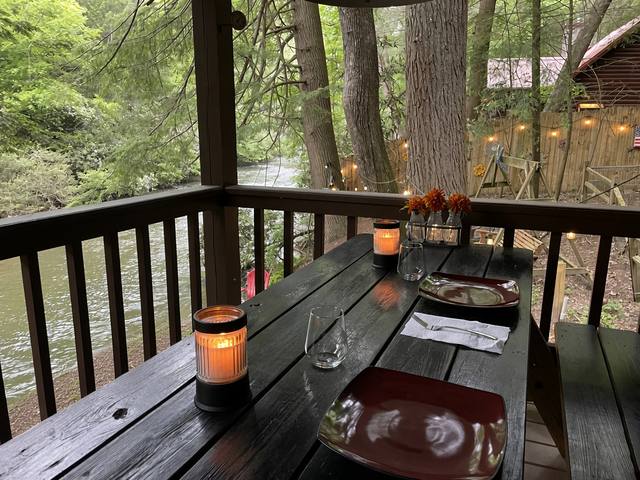 Candlelit dinner on the covered porch