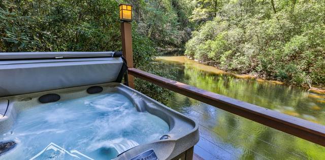 Hot tub with a river view