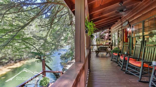 Covered porch along the river
