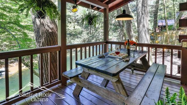 Covered porch with picnic table