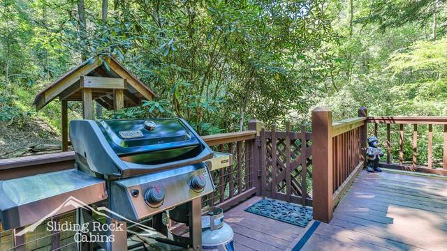 Gas grill on the deck