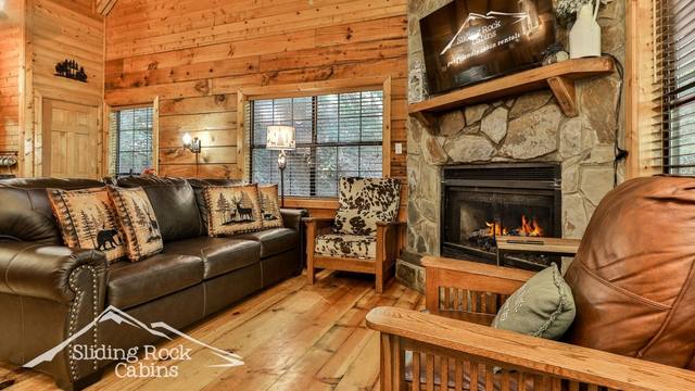 Living room with gas log fireplace